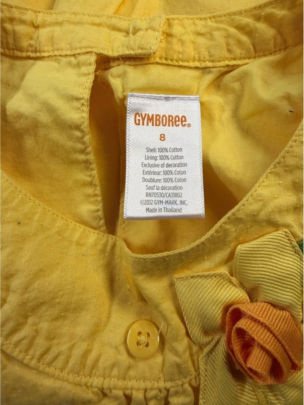 Gymboree Girls Size 8 Yellow Daffodil Garden Peplum Top Ribbon Flower